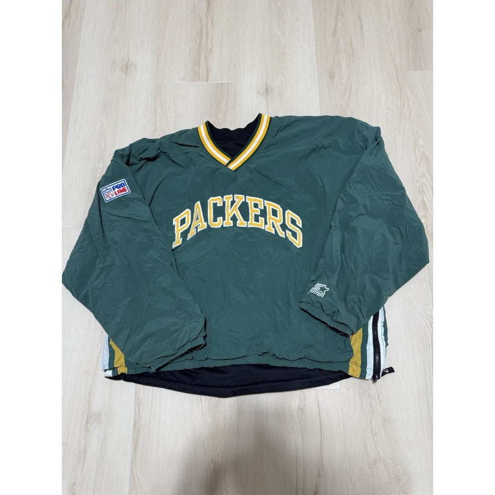 Vintage Green Bay Packers Reversible Pullover Jacket Starter NFL Pro Mens Medium
